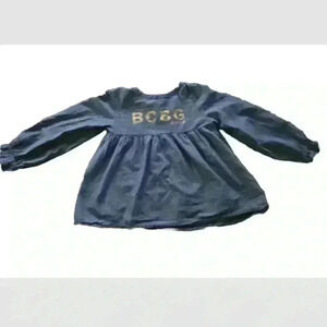 BCBG Big Girls Blue Denim Long Sleeve Logo Dress 6